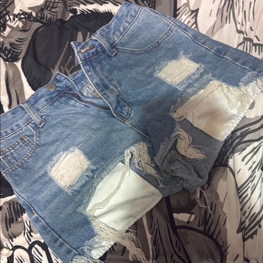 Distressed Denim Shorts